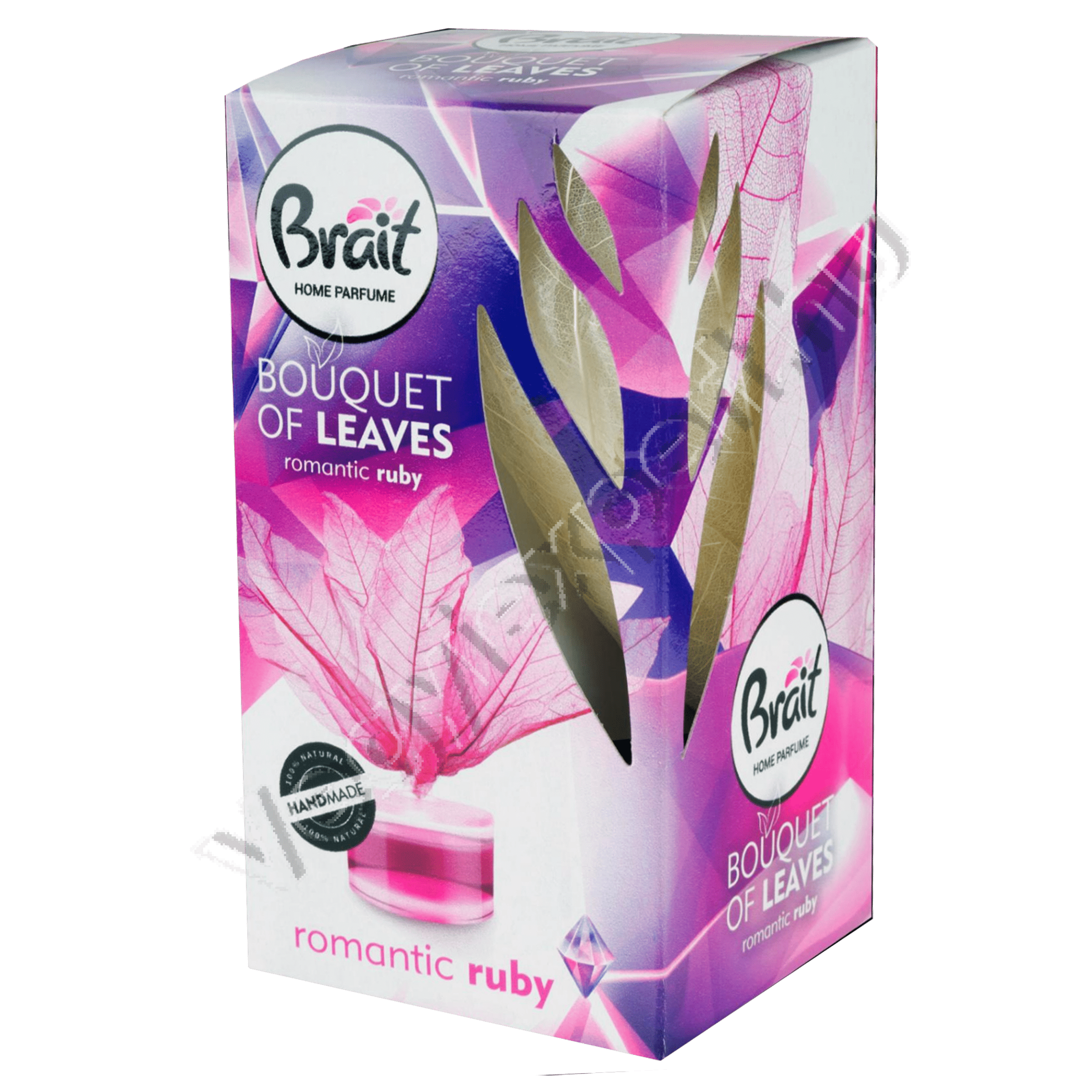 illatositok_076 Brait Bouquet of Leaves Romantic Ruby 50 ml - Természetes Lakásillatosító Falevél Formájú Dekorációval - Image 1