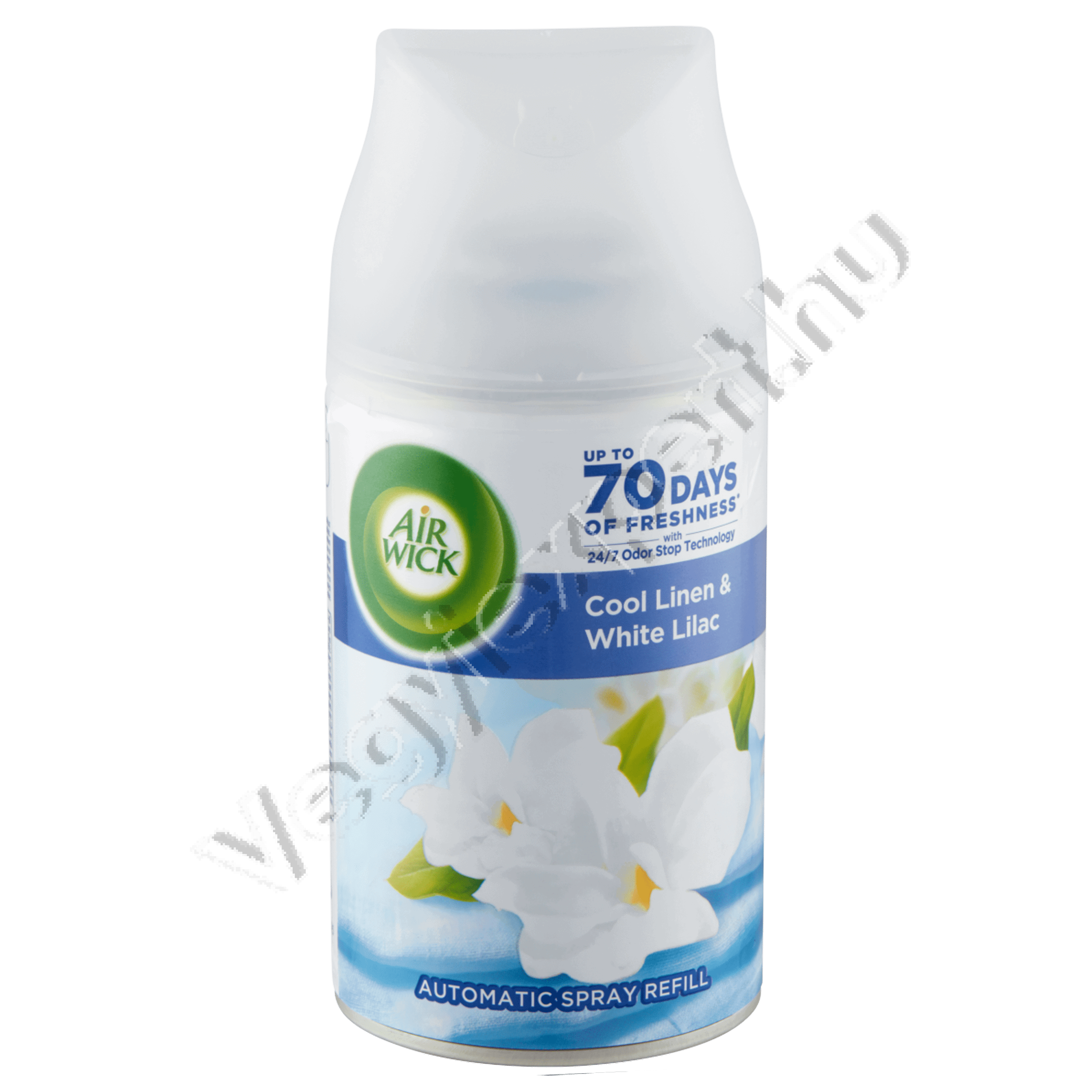 illatositok_085 Air Wick Freshmatic Automata Légfrissítő Utántöltő Cool Linen & White Lilac 250 ml – Frissesség és elegancia minden pillanatban - Image 1