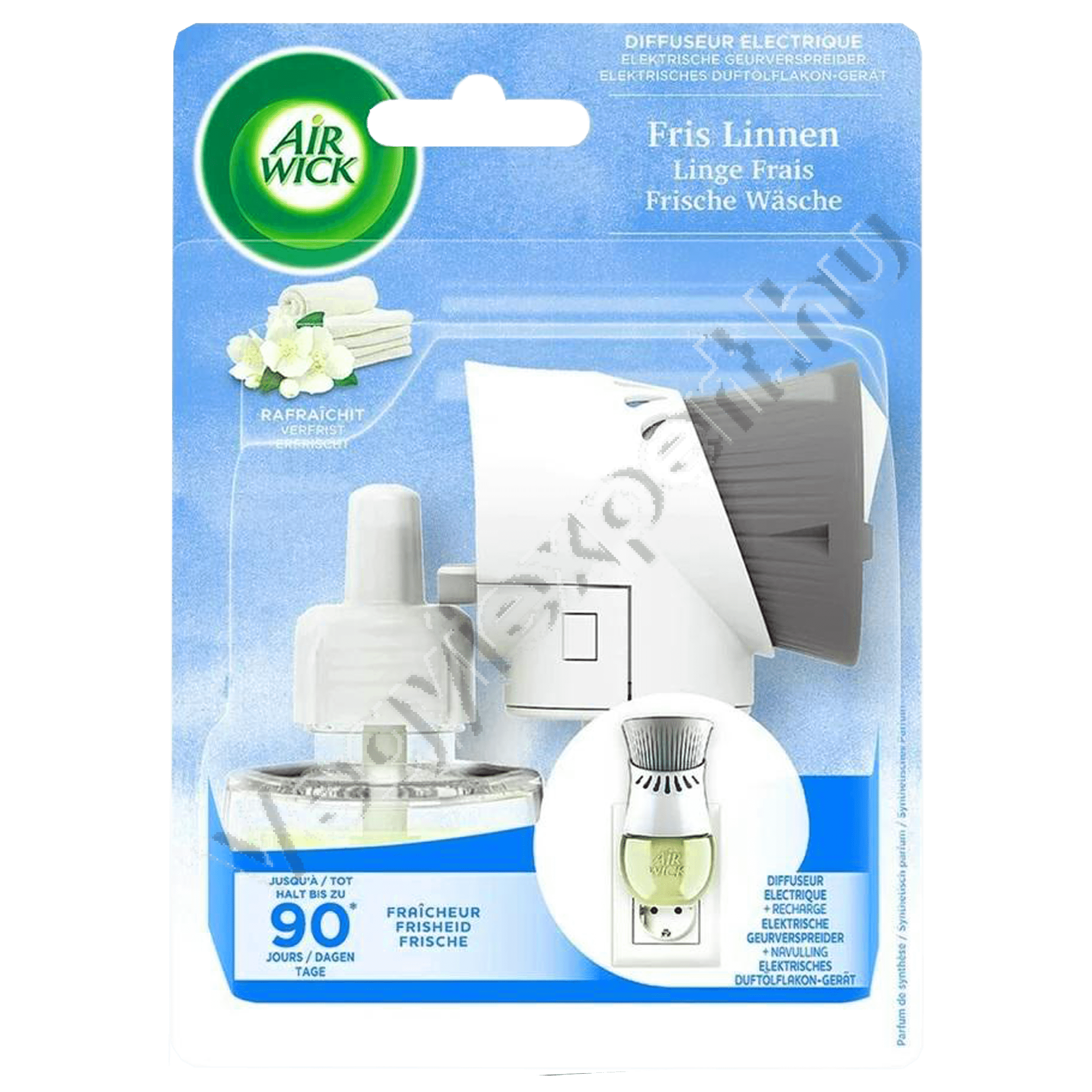 illatositok_093 Air Wick Elektromos Készülék + Utántöltő Fris Linen 19 ml – Tiszta frissesség otthonodban - Image 1