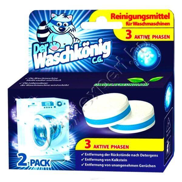 Der Waschkönig Mosógéptisztító Tabletta (2 db) – Aktív oxigénnel a gép frissességéért