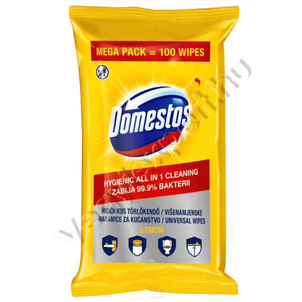 Domestos fertőtlenítő törlőkendő Lemon 100 db