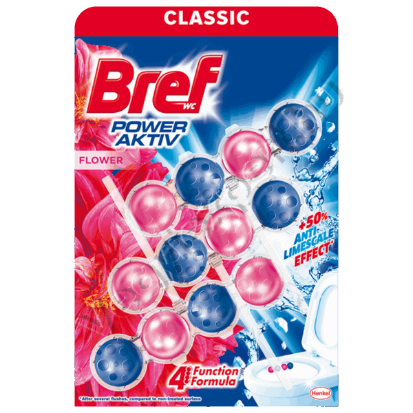 Bref Power Aktiv WC frissítő Flower 150 g (3 x 50 g)