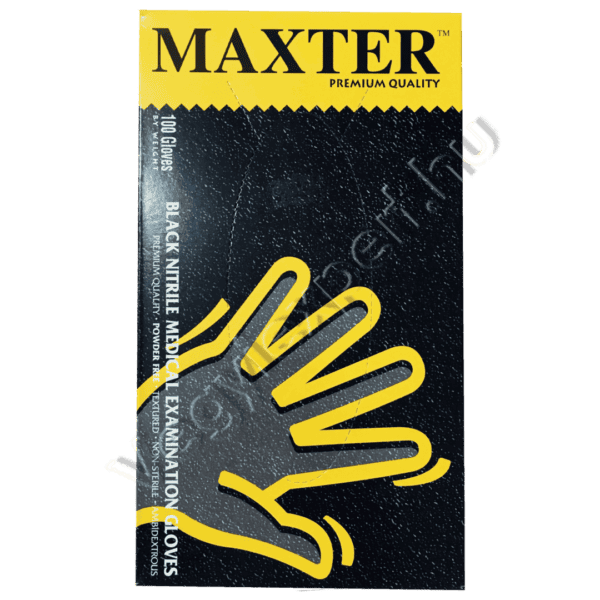 Maxter púder- és latexmentes fekete nitril vizsgálókesztyű 5,5 g S-es 100 db