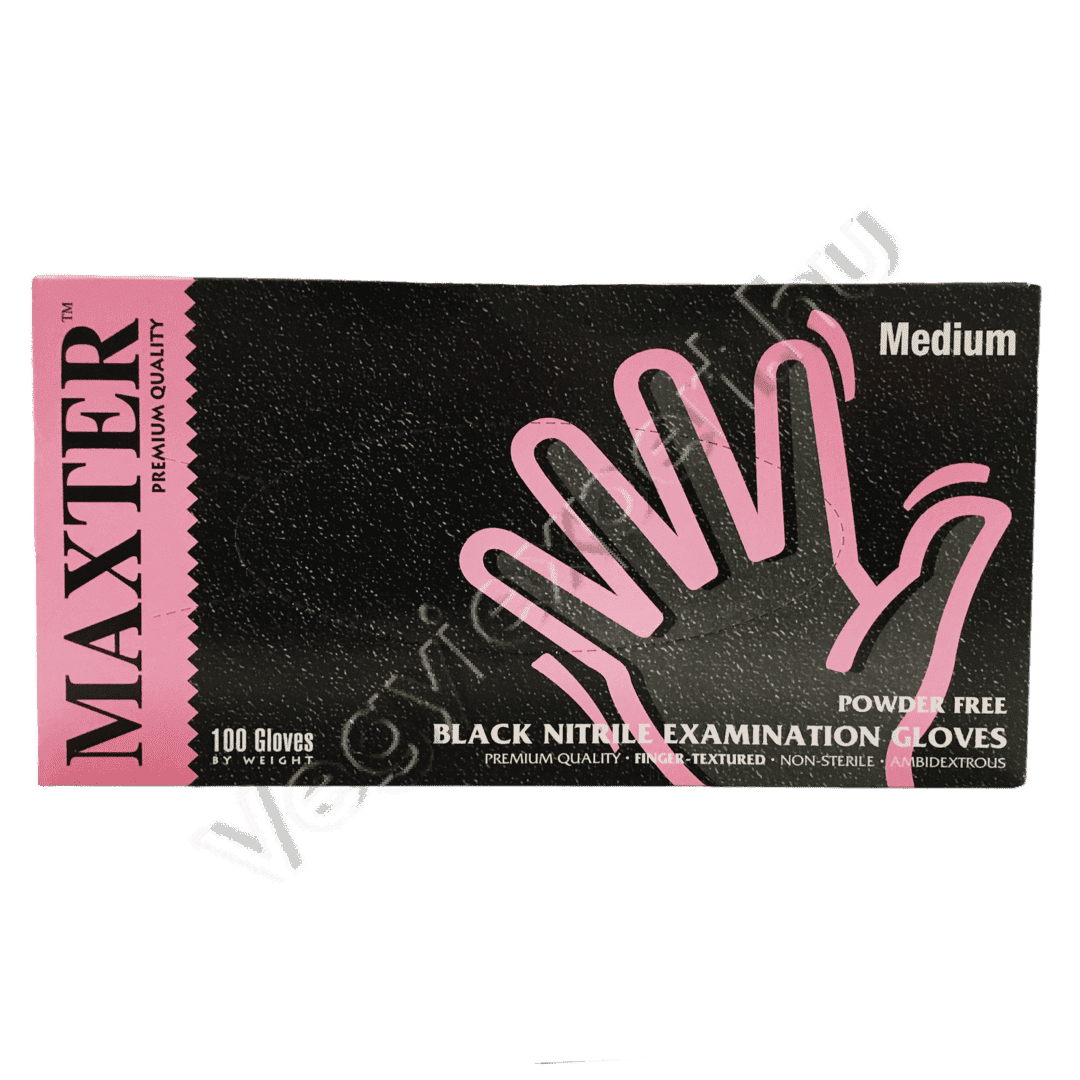gumikesztyuk_045 Maxter púder- és latexmentes nitril fekete vizsgálókesztyű M-es 100 db - Image 1