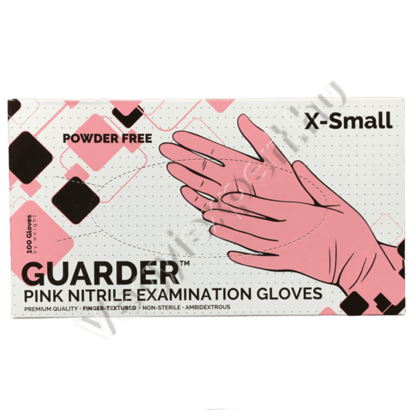 Guarder nitril prémium púdermentes pink vizsgálókesztyű X-Small 100 db