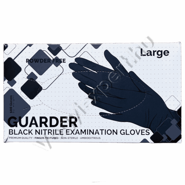 Guarder black nitril prémium púdermentes vizsgálókesztyű 3,6 g/db L 100 db