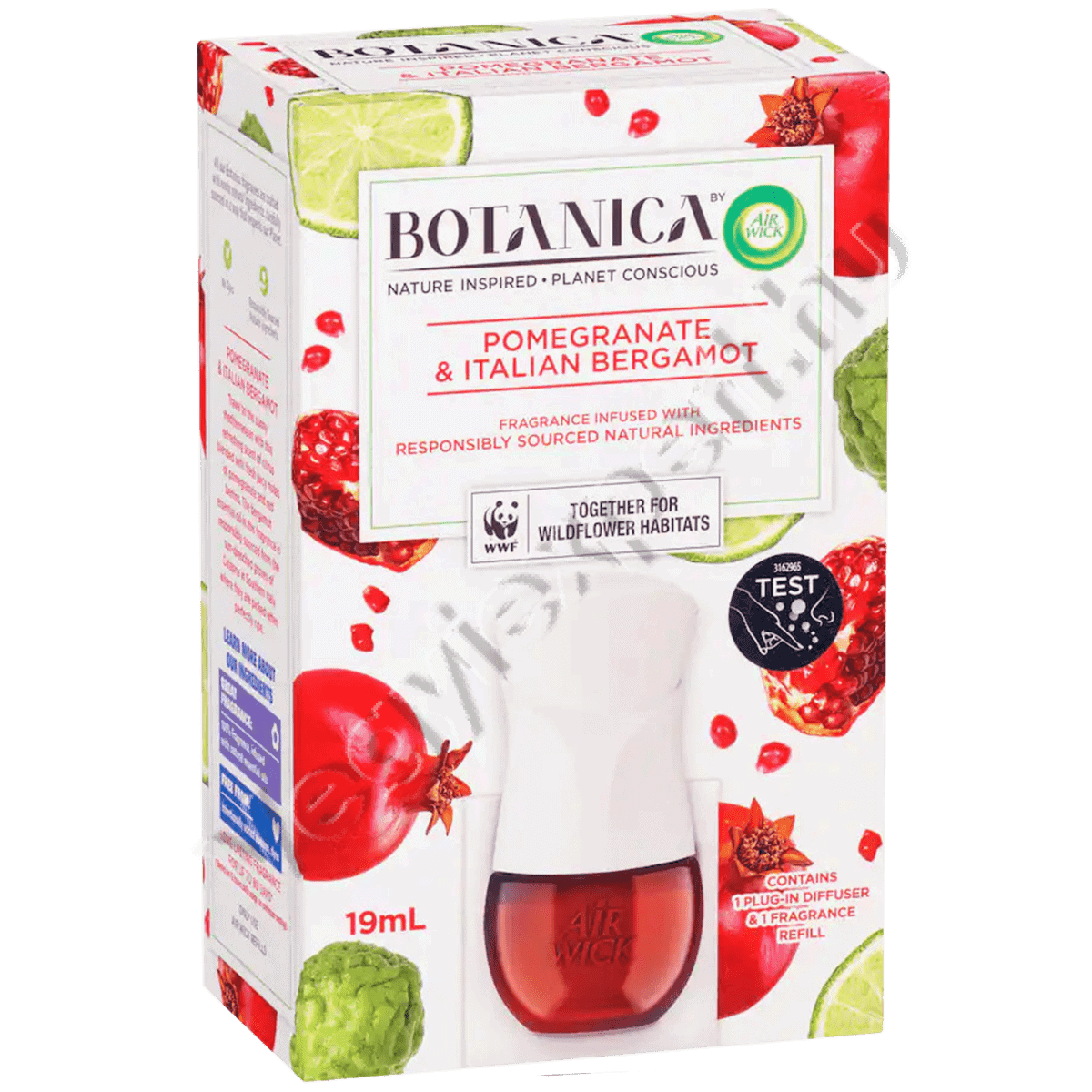 illatositok_255 Air Wick Botanica Elektromos Diffúzor + Utántöltő – Gránátalma és Olasz Bergamott, 19 ml – Frissesség és természetes illatok a mindennapokra! - Image 1