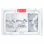 Hímzett Konyhai Kéztörlő - 3 db, 100% Pamut, Tea Time Felirattal