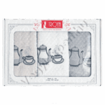 Hímzett Konyhai Kéztörlő - 3 db, 100% Pamut,