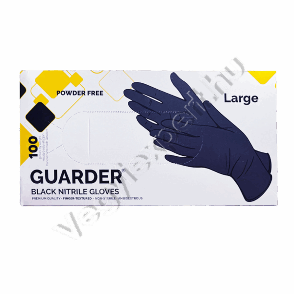 Guarder black nitril prémium púdermentes vizsgálókesztyű L 100 db