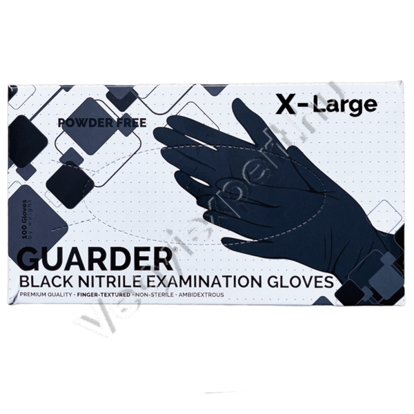 Guarder black nitril prémium púdermentes vizsgálókesztyű 3,6 g/db XL 100 db