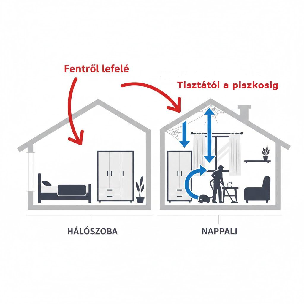 Fentről lefelé takarítás