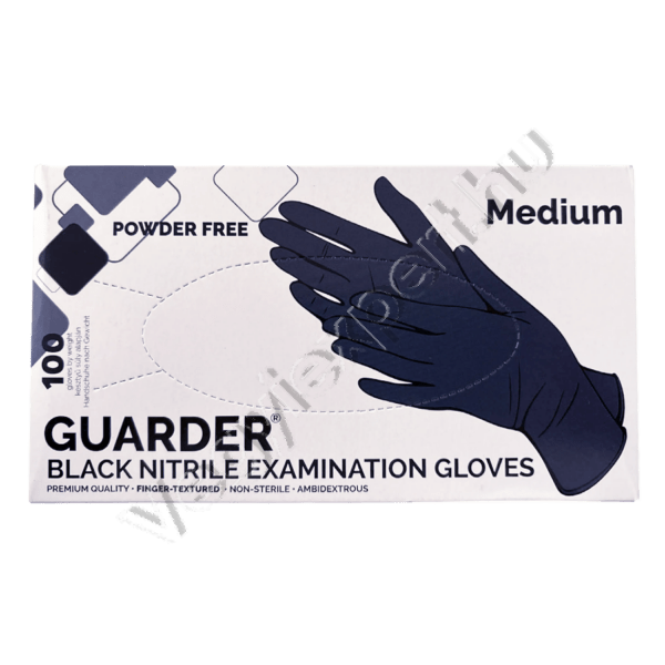 Guarder black nitril prémium púdermentes vizsgálókesztyű 3,6 g/db M 100 db