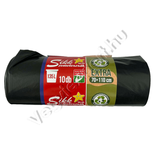 Sikk Extra Nagy Szemeteszsák – 135 L, 10 db, Újrahasznosított Alapanyagból