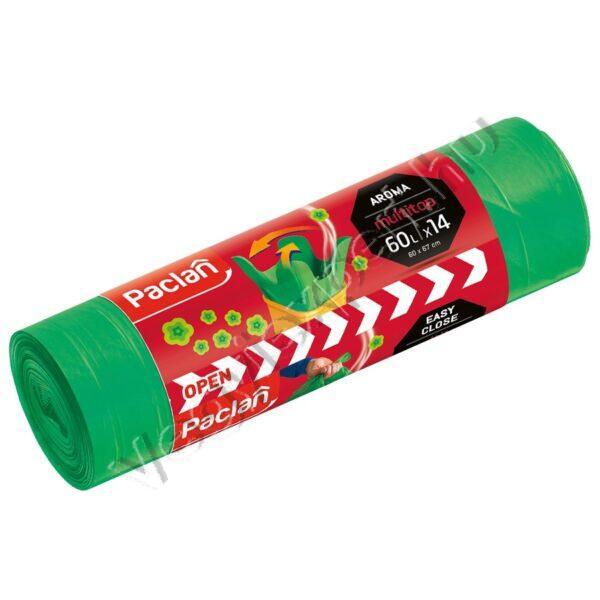 Paclan Multitop Köthetőfüles Szemeteszsák Easy Close 60 L 14 db